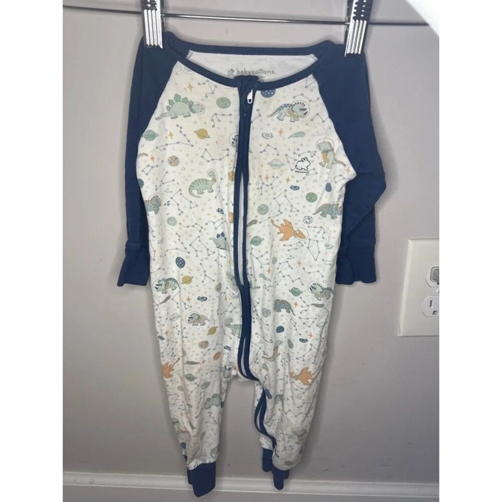 Babycottons Dinosaur Space Zip Pajamas 6 Months
